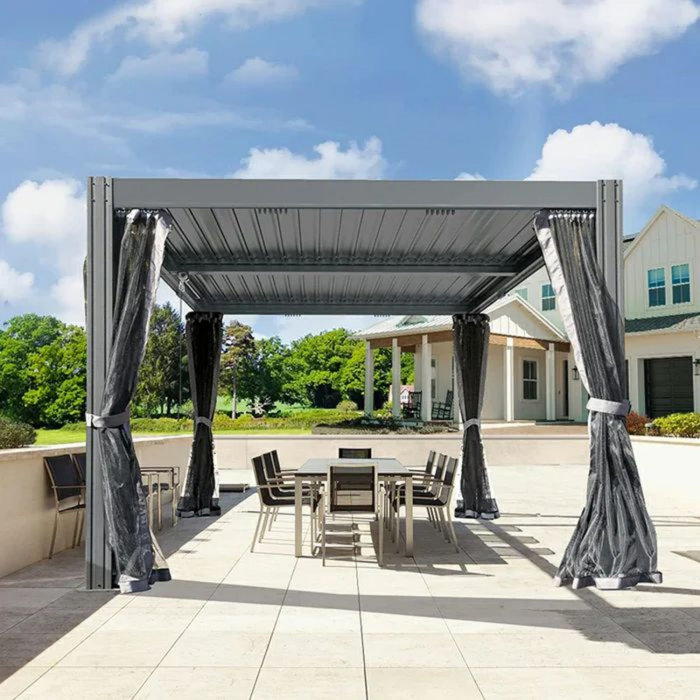 domi outdoor living Aluminum Pergola Gazebo with Louvered Roof ...